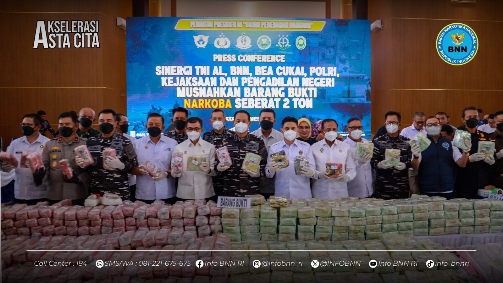 JALANKAN INSTRUKSI PRESIDEN, APARAT PENEGAK HUKUM BERSINERGI MUSNAHKAN ± 1,9 TON NARKOTIKA